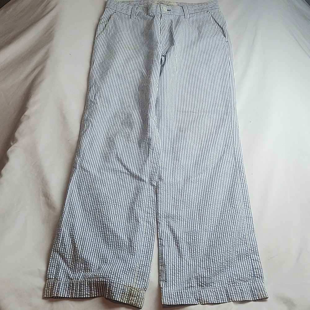 Old Navy Surplus Company Seersucker Chino Pants Blue White Stripe Size 29x30